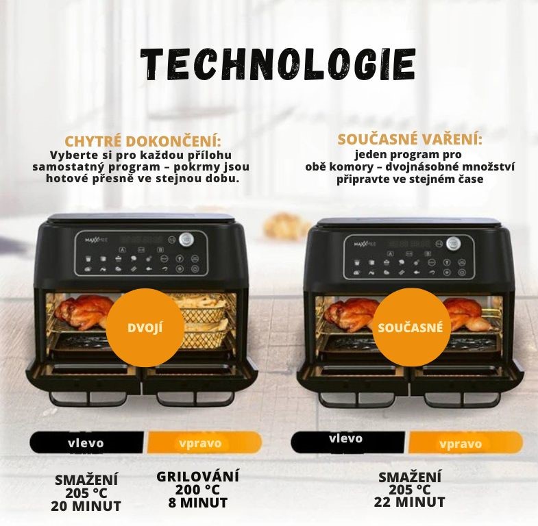 GourmetMaxx Dvojitá horkovzdušná fritéza MaxxMee DUAL 05535 (9)